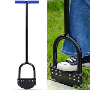 CKLT 41인치 수동 에저 잔디 도구, 스프링 스틸 블레이드 망간 테두리 에저, 조경용 녹슬지 않는 하프 문 정원 관리용 고무 손잡이 포함