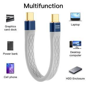 타입-C to 240W 짧은 케이블 고속 충전 USB-C 코드 40Gbps 데이터 전송 8K 평평한 슬림 FPC 연장