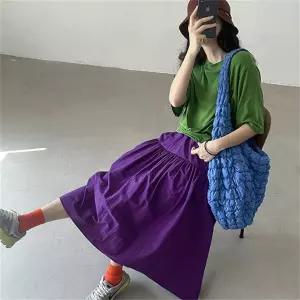 러블리혜 플레어 A라인 캉캉 밴딩 벌룬 미디 롱스커트니트 치마 스커트 밴스커트 밴치마 플리츠