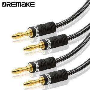 듀얼 금도금 바나나 플러그가 있는 스피커 케이블 와이어 14AWG 주석 구리 프리미엄 헤비 듀티 브레이디드