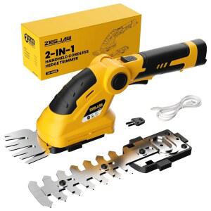 ZEGJAW 7.2V 무선 헤지 트리머 및 잔디 가위, 2 in 1 전기 휴대용 관목 트리머, 마당, 잔디, 정원용 경량 충전식 부시
