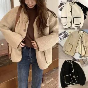 여성 캐주얼 외출 패션 양털 뽀글이 귀여운 포켓 자켓여자재킷 오버핏 가을 블래이져 숏자켓 트위드 정장