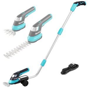 듀라테크 무선 헤지 트리머, 7.2V 3-in-1 핸드헬드 전기 잔디 트리머 및 가위, 50인치 휠 연장 폴, USB 타입-C 케이블 내장 리튬 이온 배터리, 정원, 마당 잔디용