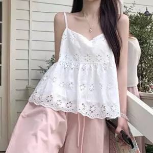 레이스 탑 나시 끈 민소매 여름 시스루 여성 러블리패션블라우스 나시티