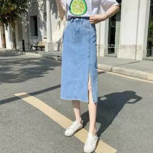 20대 30대 여성 외출 패션 트임 포인트 롱 청치마 쉬폰스커트 플레어 여름 샤스커트 머메이드 밴딩 미니 H