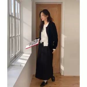 제너럴아이디어 GENERAL IDEA GENERALIDEA [루피타 PICK]미니멀 H라인 롱스커트 [BLACK] / WBE1L13505 WBE1