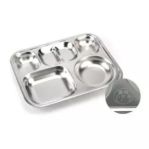 미니사각 4찬 급식 스텐식판 고급형KB일반 배식 스테인레스 식당 학교 어른