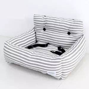 강아지 스트라이프 카시트 그레이 1P 애견 차량 방석