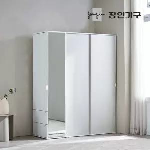 코라 1600 슬라이딩 옷장 세트 1200 옷장 (선반형)+400 측면 거울장