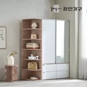 코라 1600 슬라이딩 옷장 세트 1200 거울 서랍옷장 (선반형)+400 측면 코너장