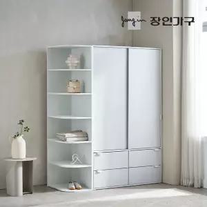 코라 1600 슬라이딩 옷장 세트 1200 서랍옷장 (행거형)+400 측면 코너장