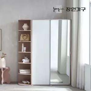 코라 1600 슬라이딩 옷장 세트 1200 거울옷장 (선반형)+400 측면 코너장