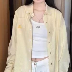 자수 포켓 루즈핏 셔츠 스트라이프 남방여성 기본 남방티 남방 줄무늬 캐주얼