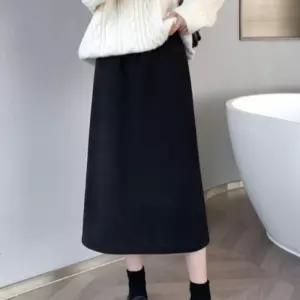 스커트 롱 밴딩 H라인 치마 여성 융기모 겨울 데이트룩 플레어 에이 밴당