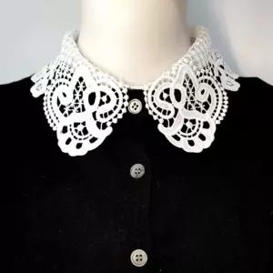 WZ 레이스 화이트 넥칼라 케이프 폴라 페이크 카라