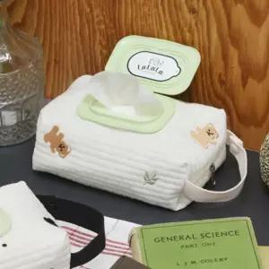 곰돌이 패턴 자수 물티슈 미용 누빔 커버 1+1집들이선물 휴지케이스 각케이스 사각 미니