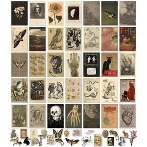 방 미학을 위한 97 데코 빈티지 포스터 - 35개 아트 월 콜라주 키트, 코티지 코어 룸 데코, 어스리 포레스트 동물 벽 프린트, 침실용 자연 장식 (4