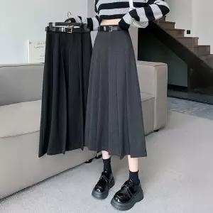 웬더스 모직 플리츠 롱스커트 주름치마 SD-260151 빅사이즈 미시 여성큰옷 중년 큰옷 마담