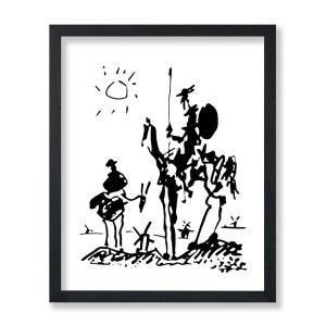 포스터 마스터 빈티지 - 레트로 돈키호테 프린트 스케치 월 아트 추상 미술 남녀를 위한 선물 거실, 침실 또는 사무실을 미니멀 장식 8x10 비프레임