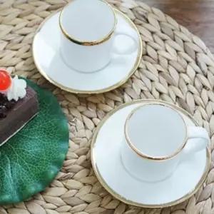 퓨어화이트 골드링 에스프레소잔 1인예쁜찻 커피 고급 디자 선물용 가정용 소장용 찻잔 에스프레소 커피컵