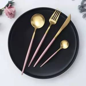 테이블앤 6인 커트러리 세트(24p) (골드 핑크)양식기 스푼포크나이프 모던커트러 커트러 심플커트러 베이직