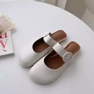 여성 메리제인 뮬 슬리퍼 둥근코 버클 스트랩 단화둥근 편한 데일리 여름 실내외 슈즈