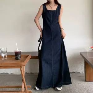 G126677 워싱 데님 나시 롱원피스청스 캐주얼스 캐쥬얼스 패션스 여성스 여자스 디자인스