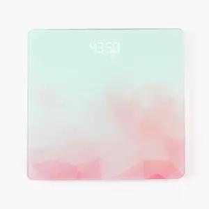 크리스탈 디지털 체중계 핑크사각계 선물용계 심플계 저울 LED계 온도표시계 강화유리계 디자인계 분홍계