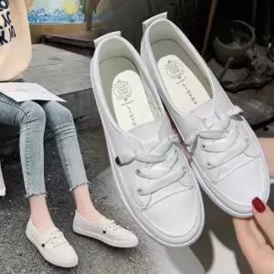 여성 학생 캐주얼 화이트 캔버스 스니커즈 운동화 신발화 캔버스화 단화 캐주얼화 무지화 슬립온