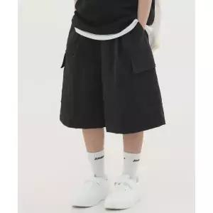 매장정품 PIANER KIDS 나일론 원턱 카고 하프팬츠 (블랙)