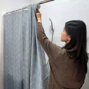 헤링본 방수 비닐 샤워커튼 그레이 150x180 비닐 샤워 가림막 커튼 실