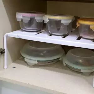 주방 싱크대 길이조절 선반 화이트 그릇정리대 하부 장정리 선반