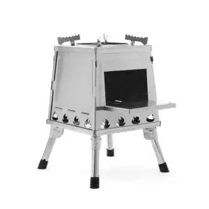 캠핑 난로 실버 26x34cm 재 히터 난방 투입구