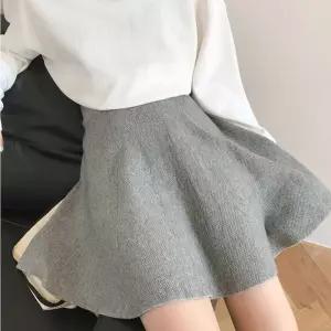 플레어 스커트 하이웨스트 데이트룩 여성 치마 모임가을롱 골지 주름 하이 항아리 쭈리 캉캉 카고 머메이드