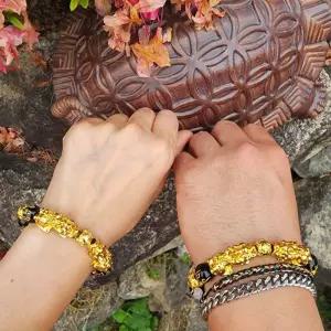 재물운 불교 흑요석 육자진언 황금 비휴팔찌 소품 신자선물 소원성취 성취