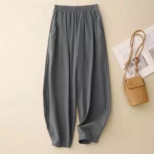 바지 캐주얼 여름 밴딩 솔리드 여자바지 9부 원템1