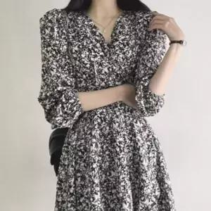 로맨틱 플레어 플라워 미니 랩 원피스 JSC-d0197 캐주얼 패션 여성 여자