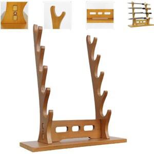 5단 칼날 스탠드 카타나 홀더 테이블 정리함 호두나무 플루트 거실 상점 Walnut 5층 전시장 디스플레이 컬렉션