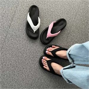 소프트 컬러 와이드 스트랩 쪼리 데일 슬퍼여름 발편한 플랍 통굽조 있는 립플쪼 발가락 본쪼리 키높이쪼