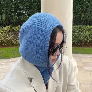 5컬러 여성 후드 넥워머 똑딱이 따뜻한 모자여자 방한용품 니트 바라클라바