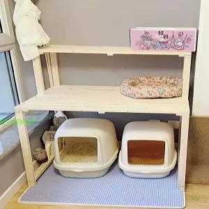 고양이 화장실 선반 발코니 계단식 보관함 반려묘 놀이터