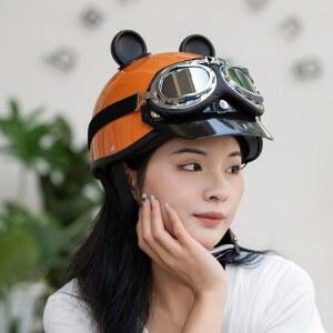 반모헬멧 가벼운 오토바이 바이크 경량 귀달린 클래식 유광 곰돌이귀 하이바