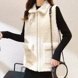 양털 뽀글이 하이넥 지퍼 조끼 베스트 아이보리 여성 가을 뽀이 레이어드 카라 후리스