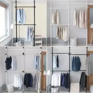 38파이 기둥식 행거시스템 드레스룸 고정식 커튼 옷가게 벽행거 매장 걸이 선반