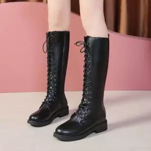 겨울여성부츠 캐주얼 슈즈 기모롱 방한 패션장화 예쁜 발편한 지퍼 둥근코코 검정 패션 베이직 여자