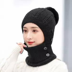 니트 넥워머 방울 털모자(펄블랙) (여성용) 방한용품 겨울 악세사리 패선소품 패션 계절