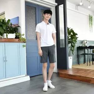 교복몰 시원한 쿨론 화이트 남자 카라티 학생복남성 코스튬 테마 플레이 의상 반팔 흰색