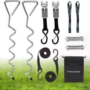 헤비 듀티 RV 차양 타이다운 키트 캠퍼 앵커 액세서리