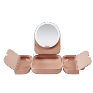 메이크업 박스 여행용 LED 파우치 거울 케이스