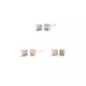 E509 4mm 스퀘어 오스트리아 크리스탈 은침 귀걸이